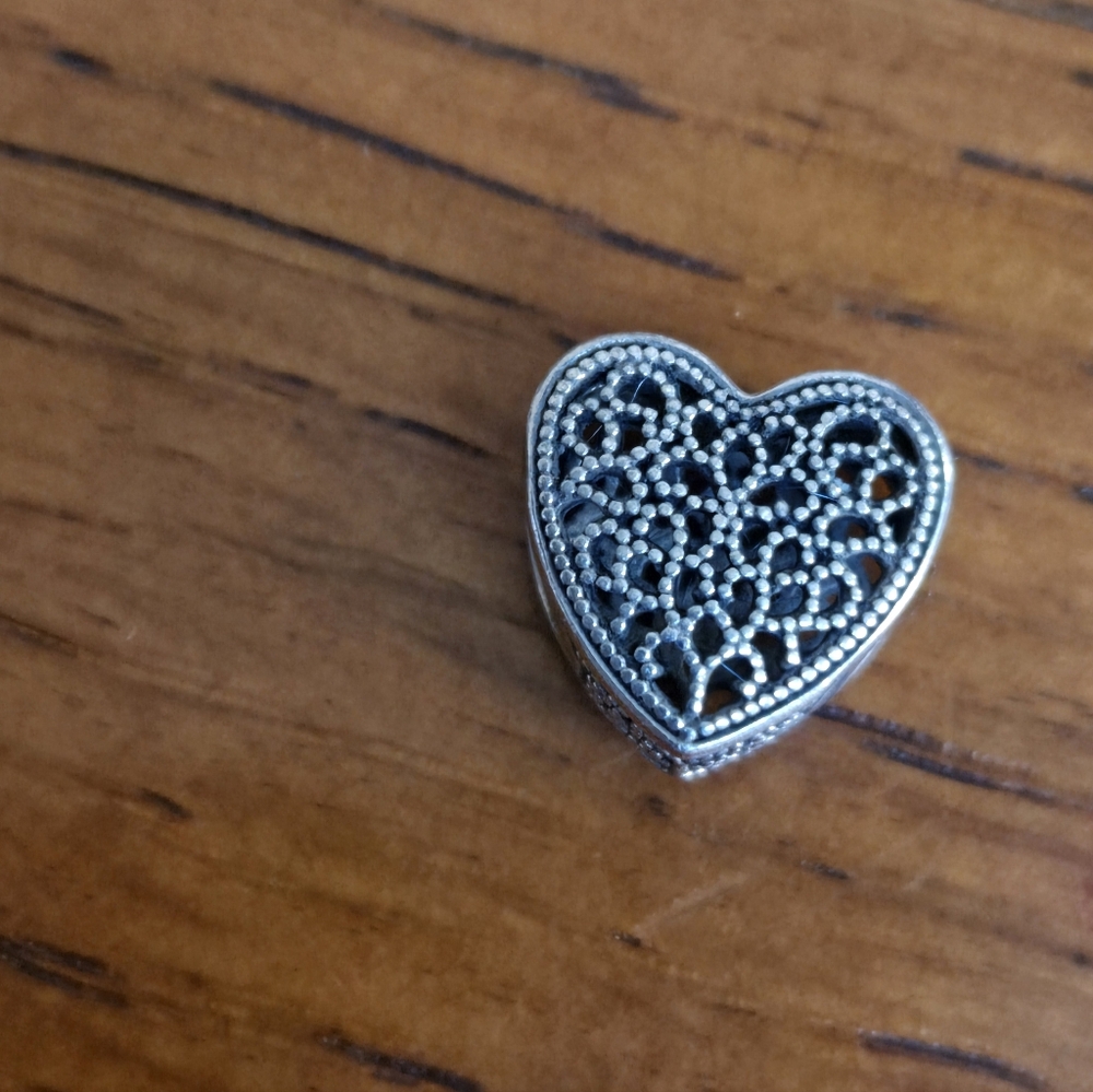 Authentic Pandora Filigree Heart Charm Excellent Condition